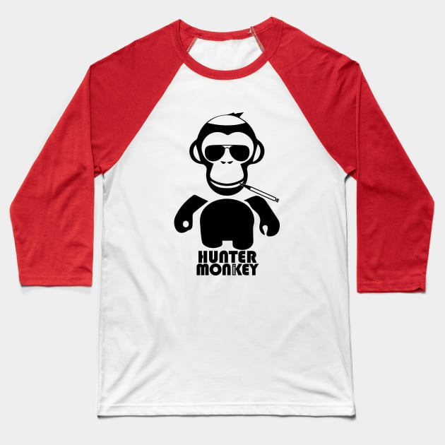 Hunter Monkey Black Logo Baseball T-Shirt by eddiegrant